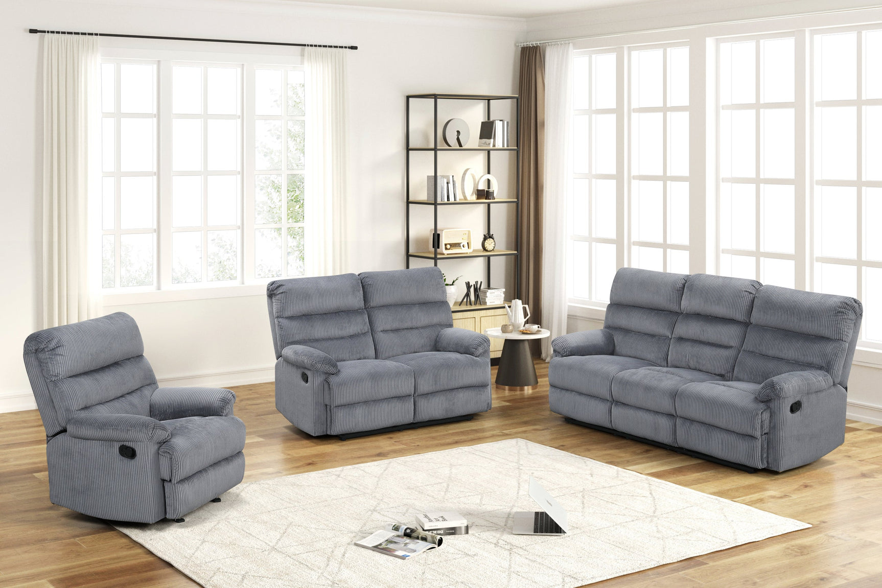 Albert Gray Fabric 3-Piece Reclining Set