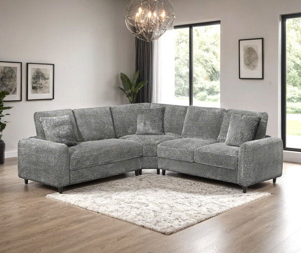 Stella Gray Teddy Bear Fabric Sectional