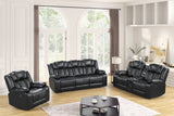 Ace Black Leather Gel 3-Piece Reclining Set
