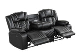 Ace Black Leather Gel 3-Piece Reclining Set