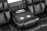 Ace Black Leather Gel 3-Piece Reclining Set