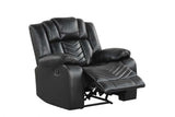 Ace Black Leather Gel 3-Piece Reclining Set