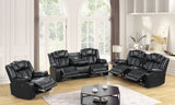 Ace Black Leather Gel 3-Piece Reclining Set