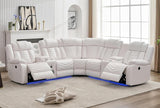 Ace White Leather Gel Reclining Sectional