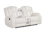 Ace White Leather Gel 3-Piece Reclining Set