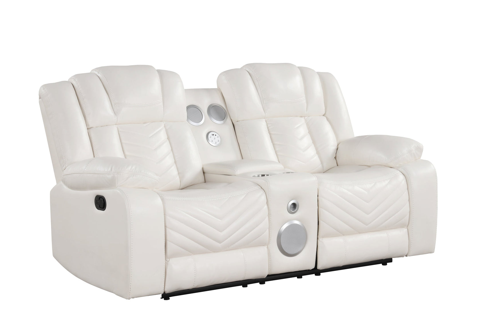 Ace White Leather Gel 3-Piece Reclining Set