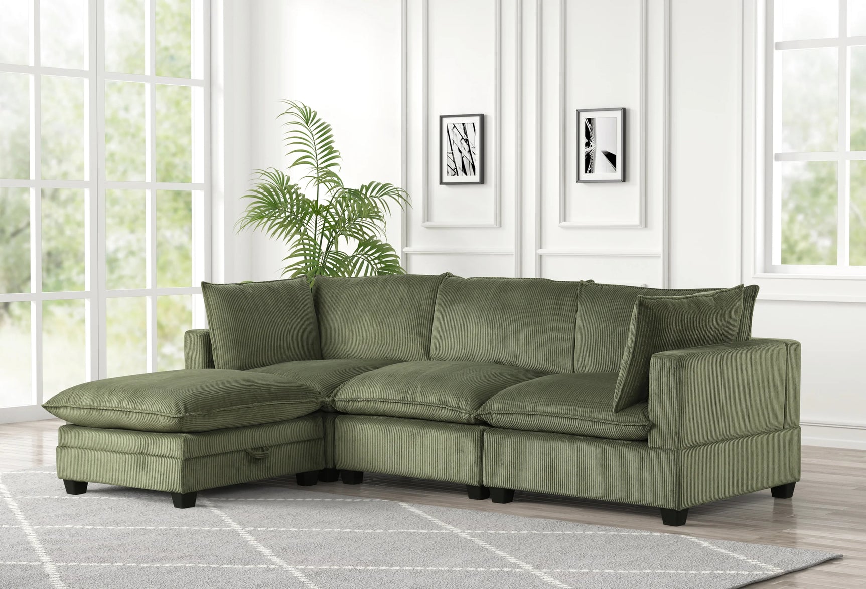 Cloud Green 4-Piece Modular Sectional