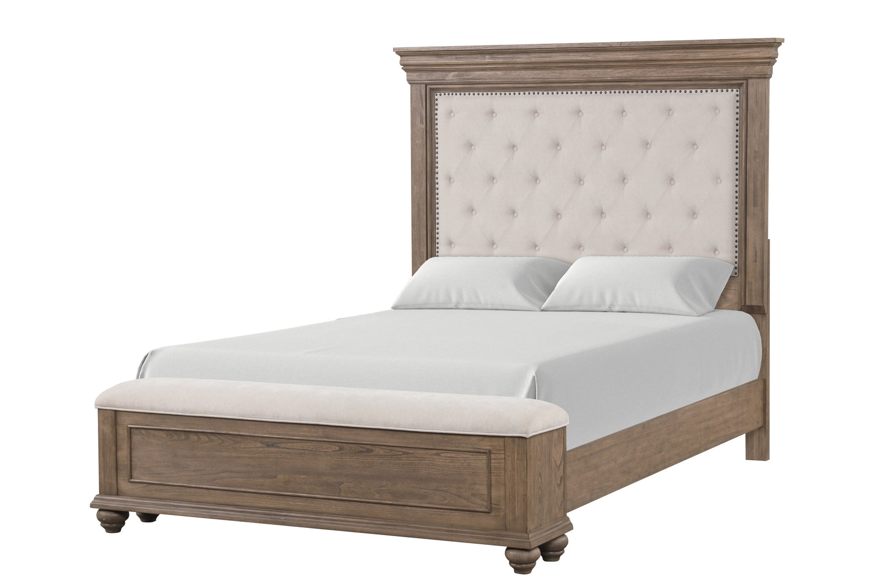 Nashville Light Brown Upholstered Tufted Panel Bedroom Set