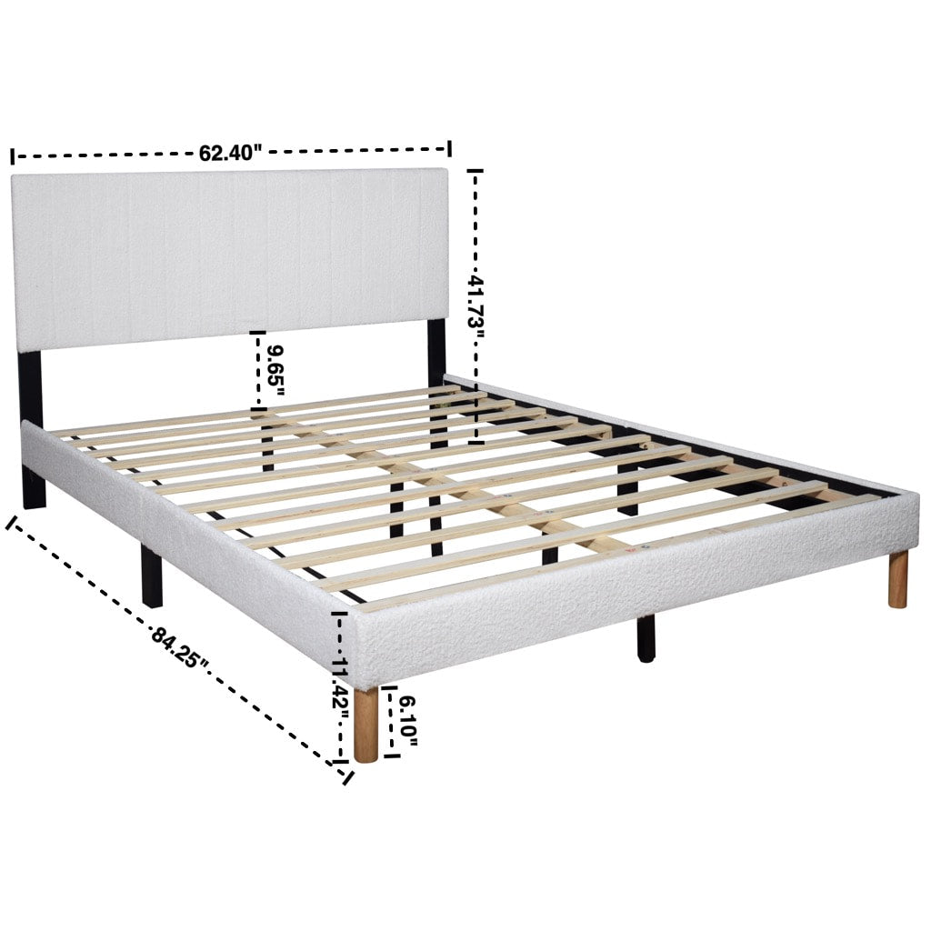 Heiden White Upholstered Platform Twin Bed