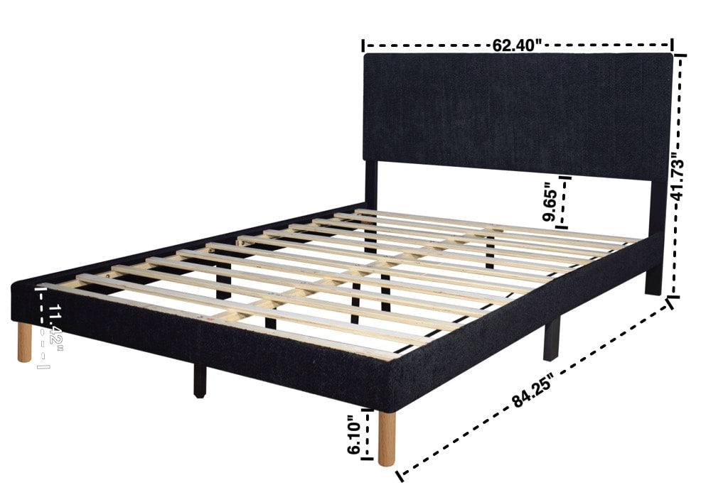 Harry Black Upholstered Platform Twin Bed