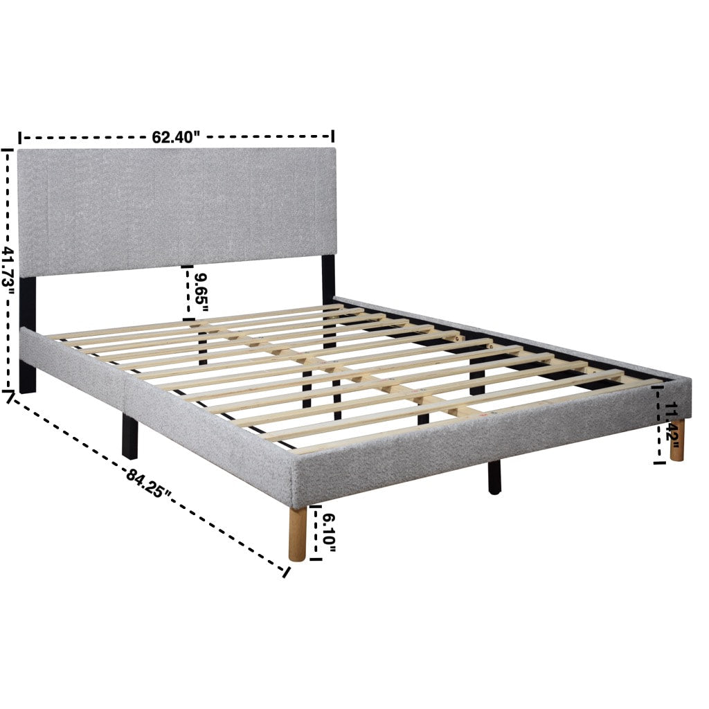 Heiden Light Gray Upholstered Platform King Bed