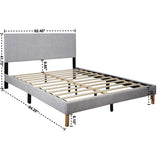 Heiden Light Gray Upholstered Platform Queen Bed