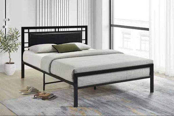 Bema Black Upholstered Metal Platform Full Bed