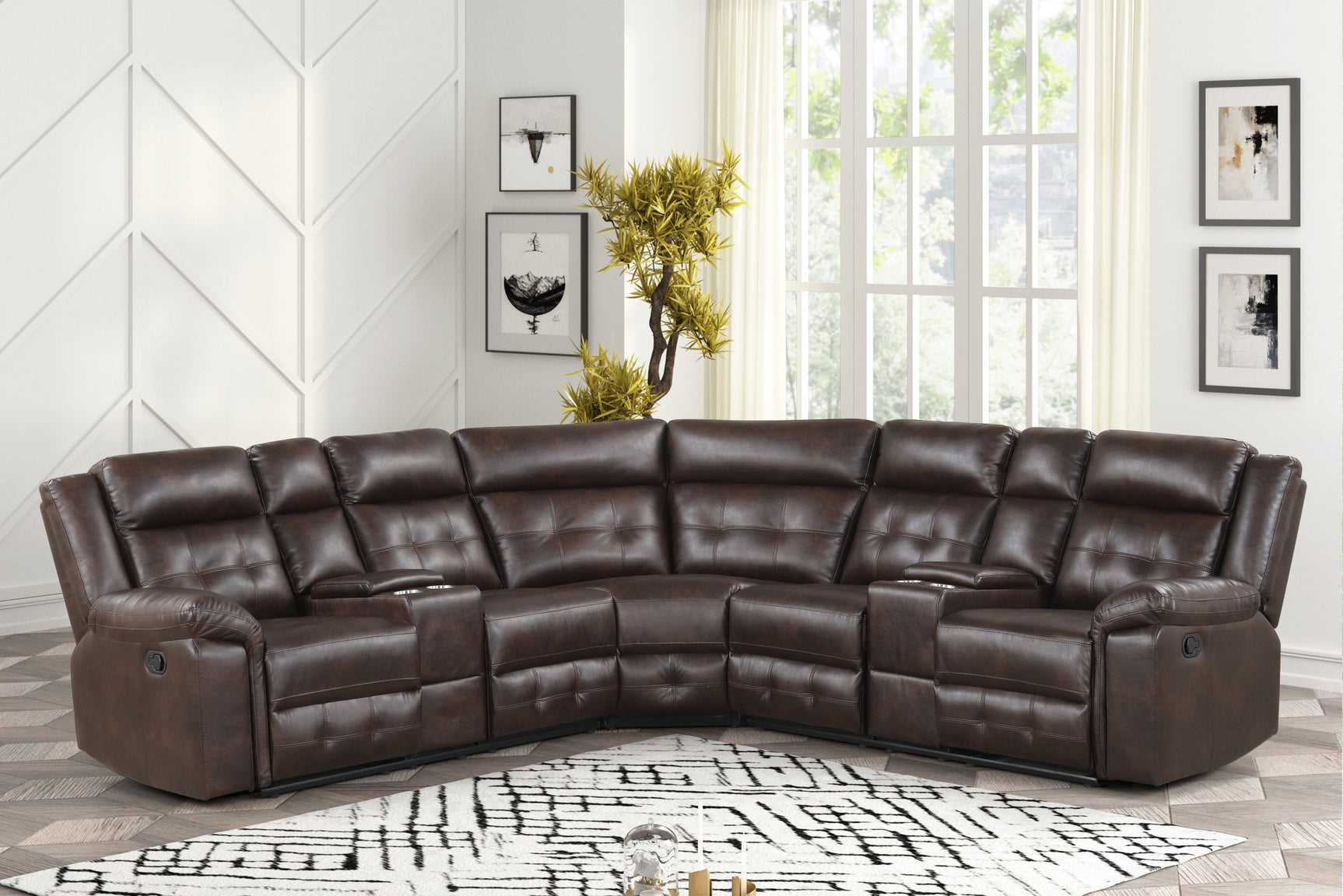 Jacob Espresso Leather Gel Reclining Sectional