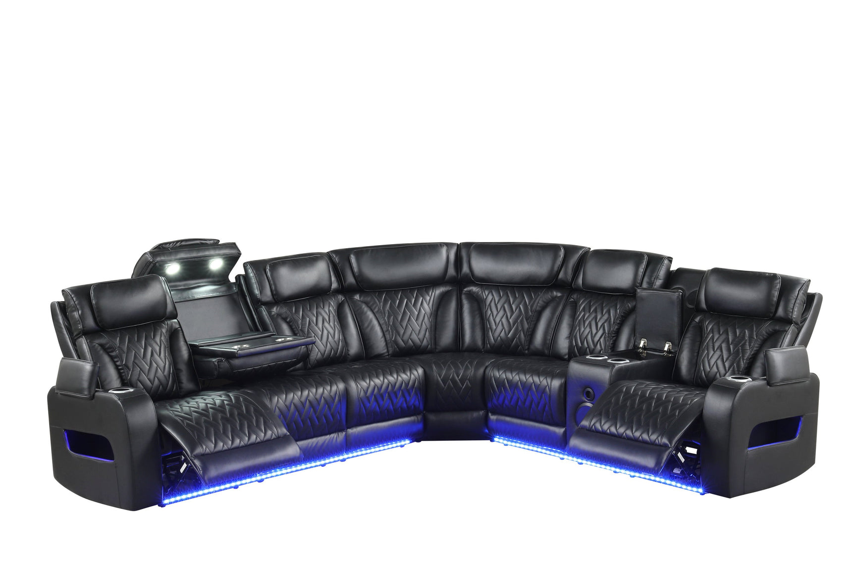 Barcelona Black Power Reclining Sectional w Power Headrests