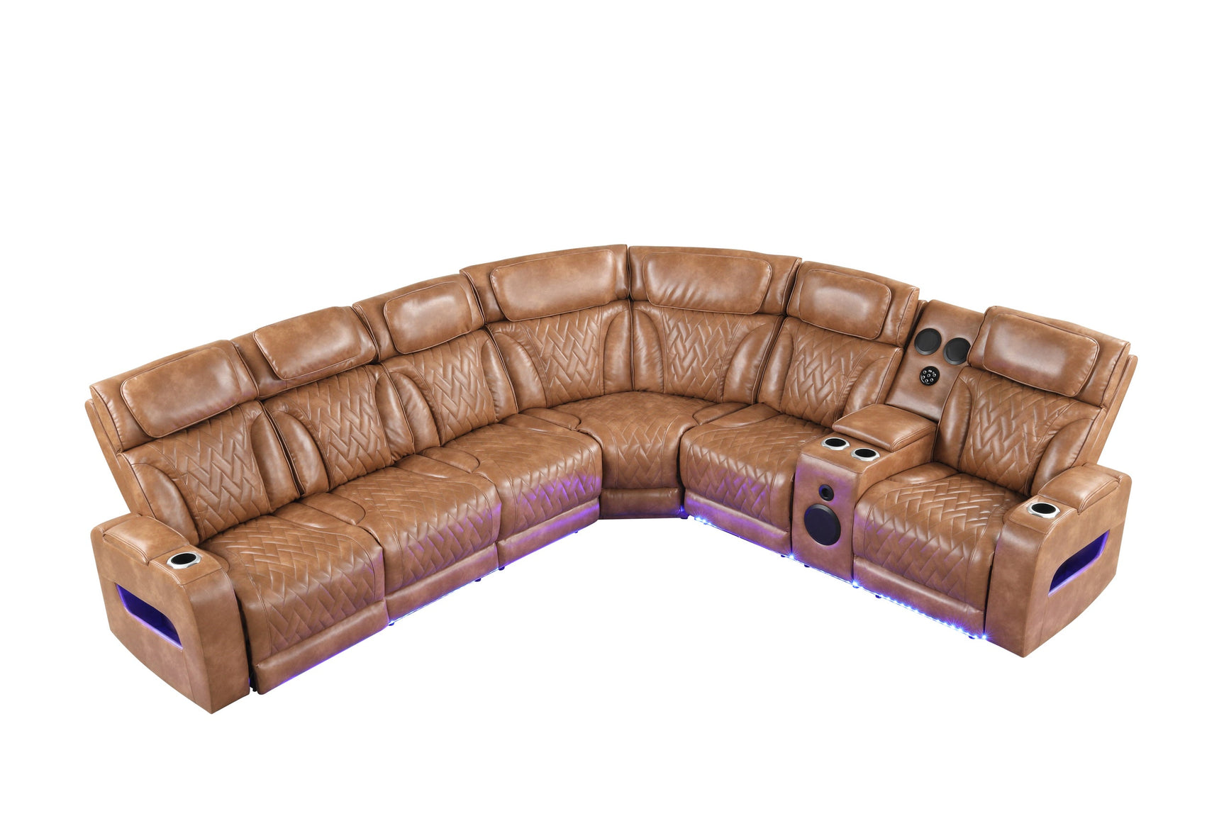 Barcelona Brown Power Reclining Sectional w Power Headrests
