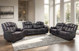 Ace Brown Leather Gel 3-Piece Reclining Set