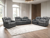 Ace Gray Leather Gel 3-Piece Reclining Set