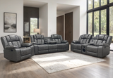 Ace Gray Leather Gel 3-Piece Reclining Set