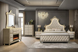 Majesty Beige Upholstered Tufted LED Panel Bedroom Set