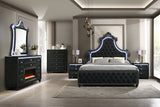 Majesty Black Upholstered Tufted LED Panel Bedroom Set