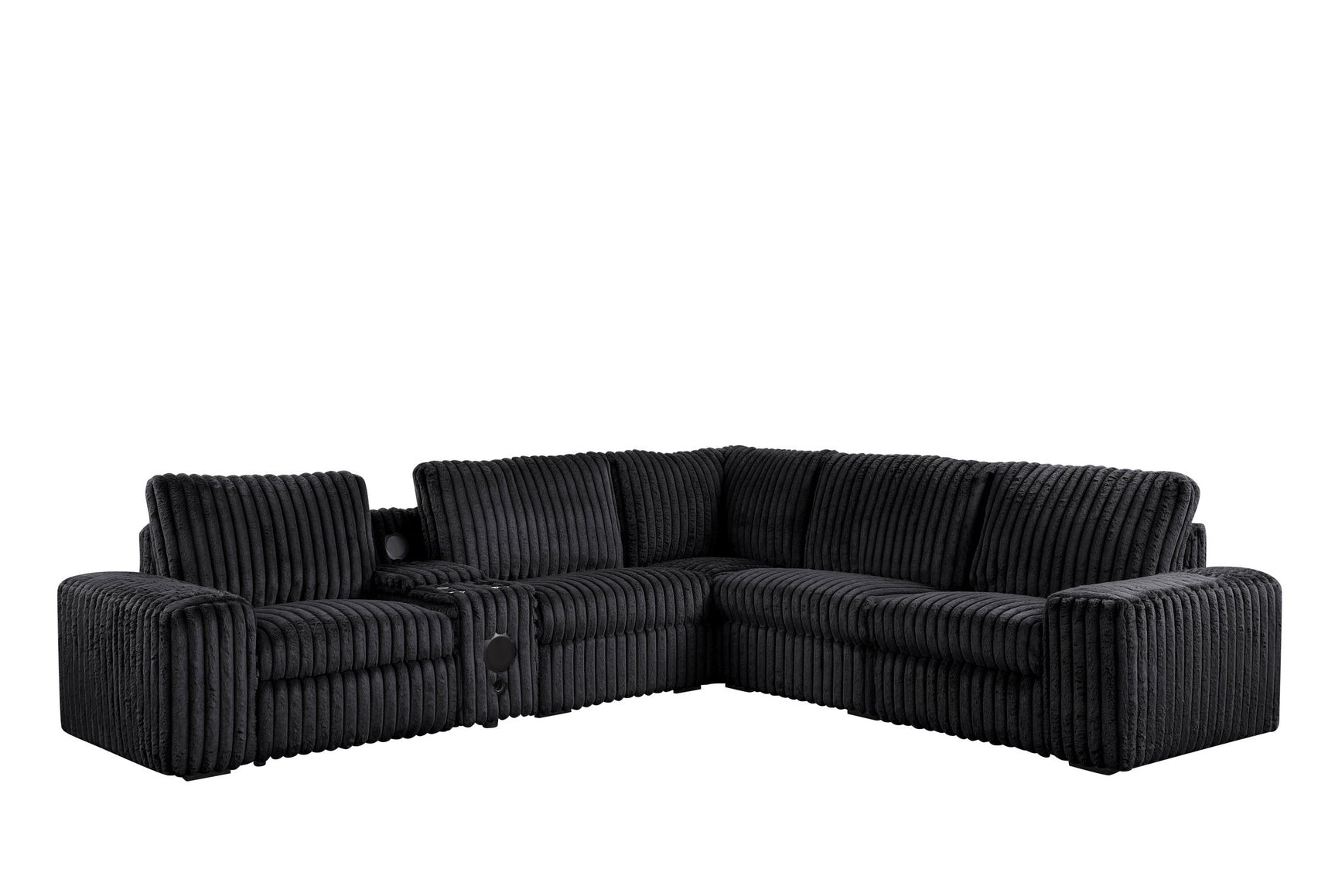 Amelia Onyx Power Reclining Sectional w Bluetooth Speakers