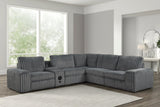 Amelia Charcoal Power Reclining Sectional w Bluetooth Speakers
