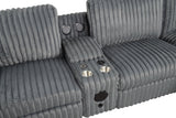 Amelia Charcoal Power Reclining Sectional w Bluetooth Speakers