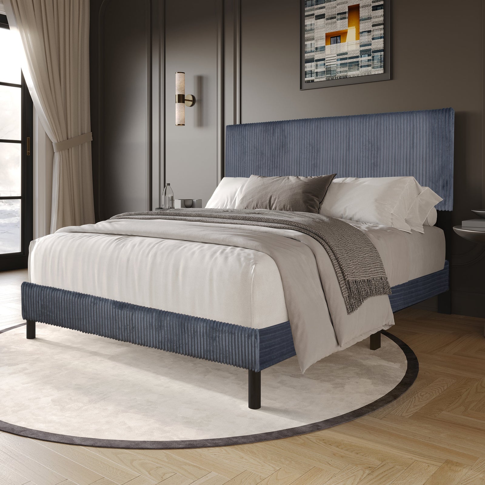 Helen Gray Cord Fabric Platform Full Bed