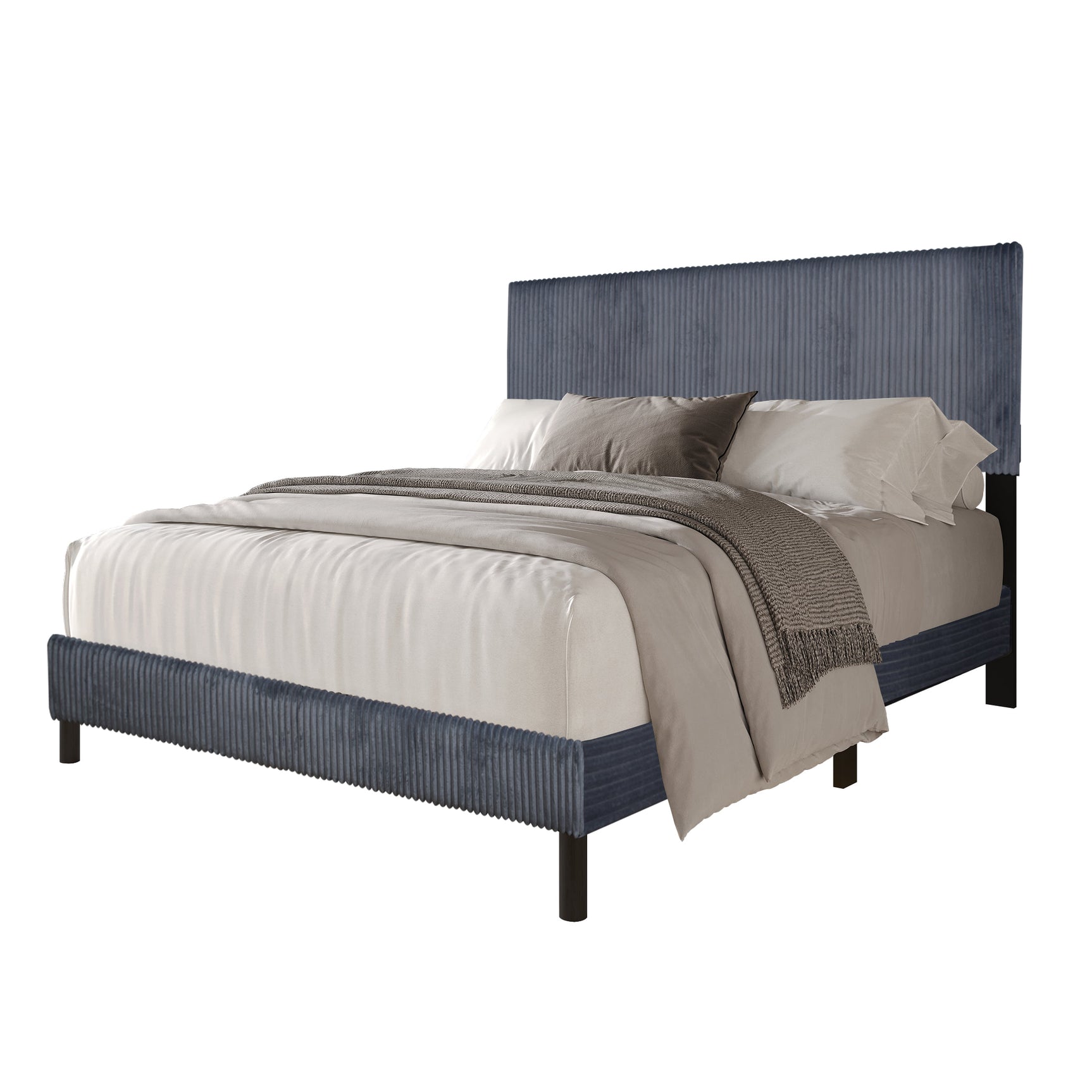 Helen Gray Cord Fabric Platform Twin Bed