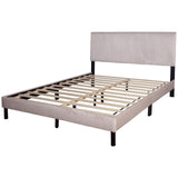 Helen Beige Cord Fabric Platform Full Bed