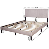 Helen Beige Cord Fabric Platform Twin Bed