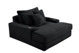 Fortin Black Fur Cord Fabric Chaise