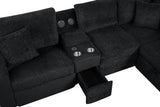 Hunter Black Sectional w Bluetooth Speaker & Pull-Out Bed