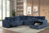 Hunter Blue Sectional w Bluetooth Speaker & Pull-Out Bed