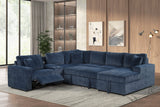 Hunter Blue Sectional w Bluetooth Speaker & Pull-Out Bed
