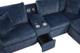 Hunter Blue Sectional w Bluetooth Speaker & Pull-Out Bed