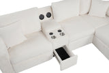 Hunter White Sectional w Bluetooth Speaker & Pull-Out Bed