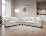 FiveTen Cream Velvet 2-Piece Living Room Set