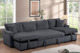 July Charcoal Double Storage Chaise Sectional w Pull Out Bed