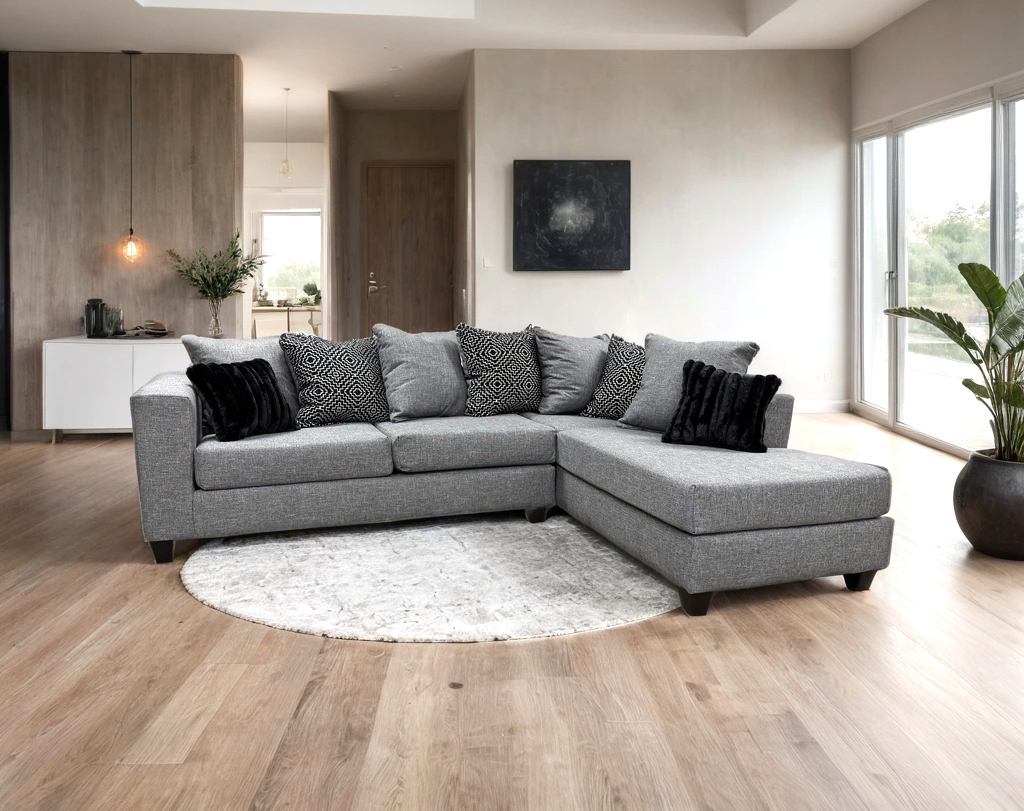 Monroe Gunmetal Fabric Sectional