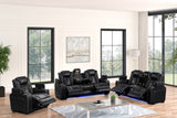 Stefano Black Leather Gel 3-Piece Reclining Set