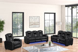 Stefano Black Leather Gel 3-Piece Reclining Set