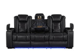 Stefano Black Leather Gel 3-Piece Reclining Set