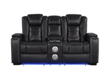 Stefano Black Leather Gel 3-Piece Reclining Set