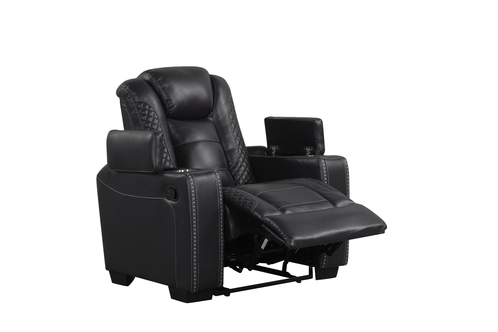 Stefano Black Leather Gel 3-Piece Reclining Set