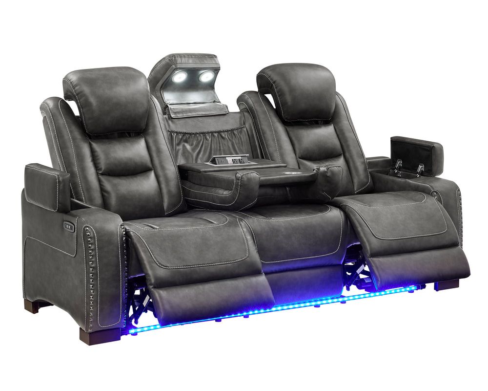 Tesla Gray Leather Gel 3-Piece Power Reclining Set
