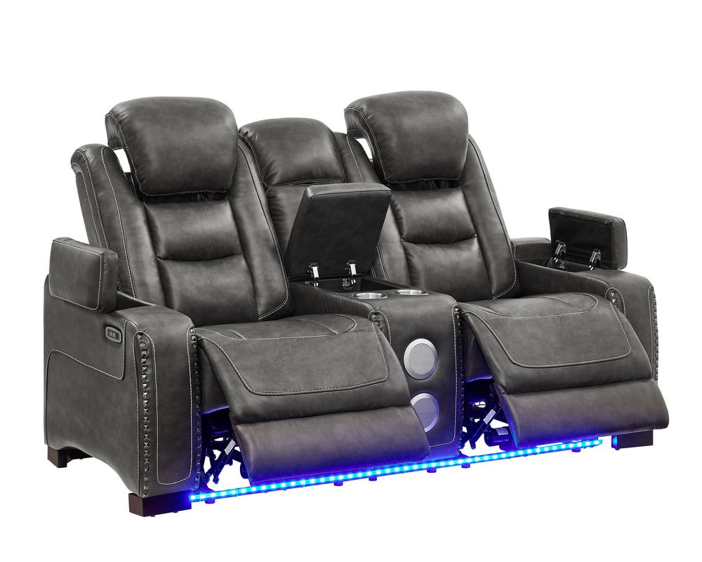 Tesla Gray Leather Gel 3-Piece Power Reclining Set