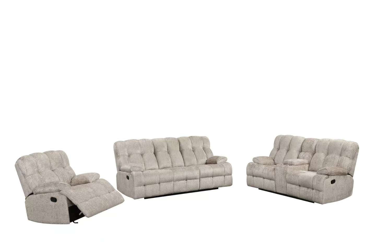 Martina Gray Fabric 3-Piece Reclining Set