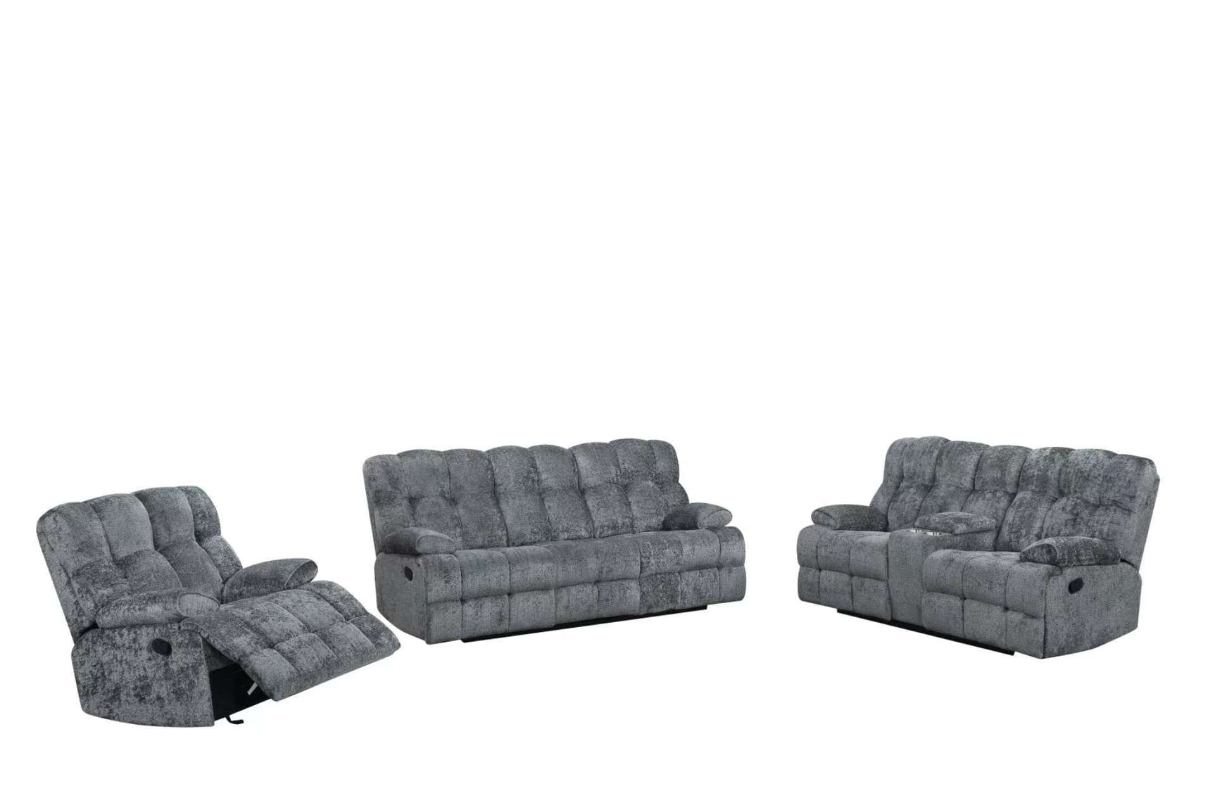 Martina Charcoal Fabric 3-Piece Reclining Set